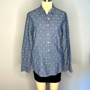 J Crew - Size XS Chambray polka dot button down women’s shirt